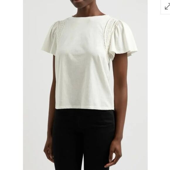 NWOT Women’s Paige Paisley Cotton-Blend T-Shirt in White SZ S - Picture 1 of 7